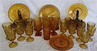 32 pcs. Vintage Amberina Glassware