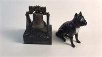 2 Pc. Vintage Metal Bank Lot, Dog and Bell