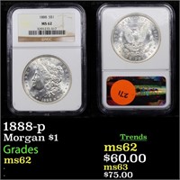 1888-p Morgan $1 Graded ms62