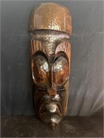Hand Carved Wooden African Mask Frowning
