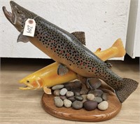 Pair of Trout Full Body Mount on Wooden Base