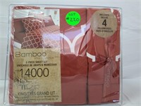 6 piece red king size bamboo sheetset
