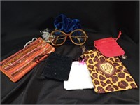 Amazing vintage glasses with some jewelry pouches