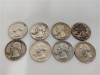 Washington Silver Quarter Lot of 8