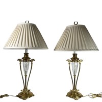 Vintage Crystal & Brass Toned Lamps