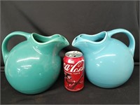 2 Harlequin Pottery Vintage Ball Water Pitchers