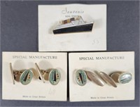 Queen Elizabeth Ship Cufflinks & Pin