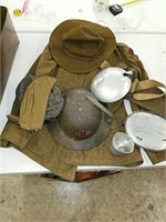 WW1 clothing ,rare helmet, mess kit and canteen.