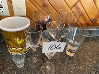 WINE THEMED UTENSIL CROCK - BAR GLASSES