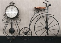Wall Battery Clock, Metal Bike Wall Decor