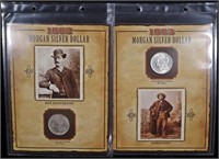1882 & 1883 UNC MORGAN DOLLARS W/STAMPS