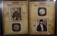 1890 & 1896 UNC MORGAN DOLLARS W/STAMPS