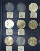 Eisenhower dollar album 1971-74 10 coins, 3 silver