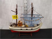 Hand painted Fishing bost sail ship wood model
