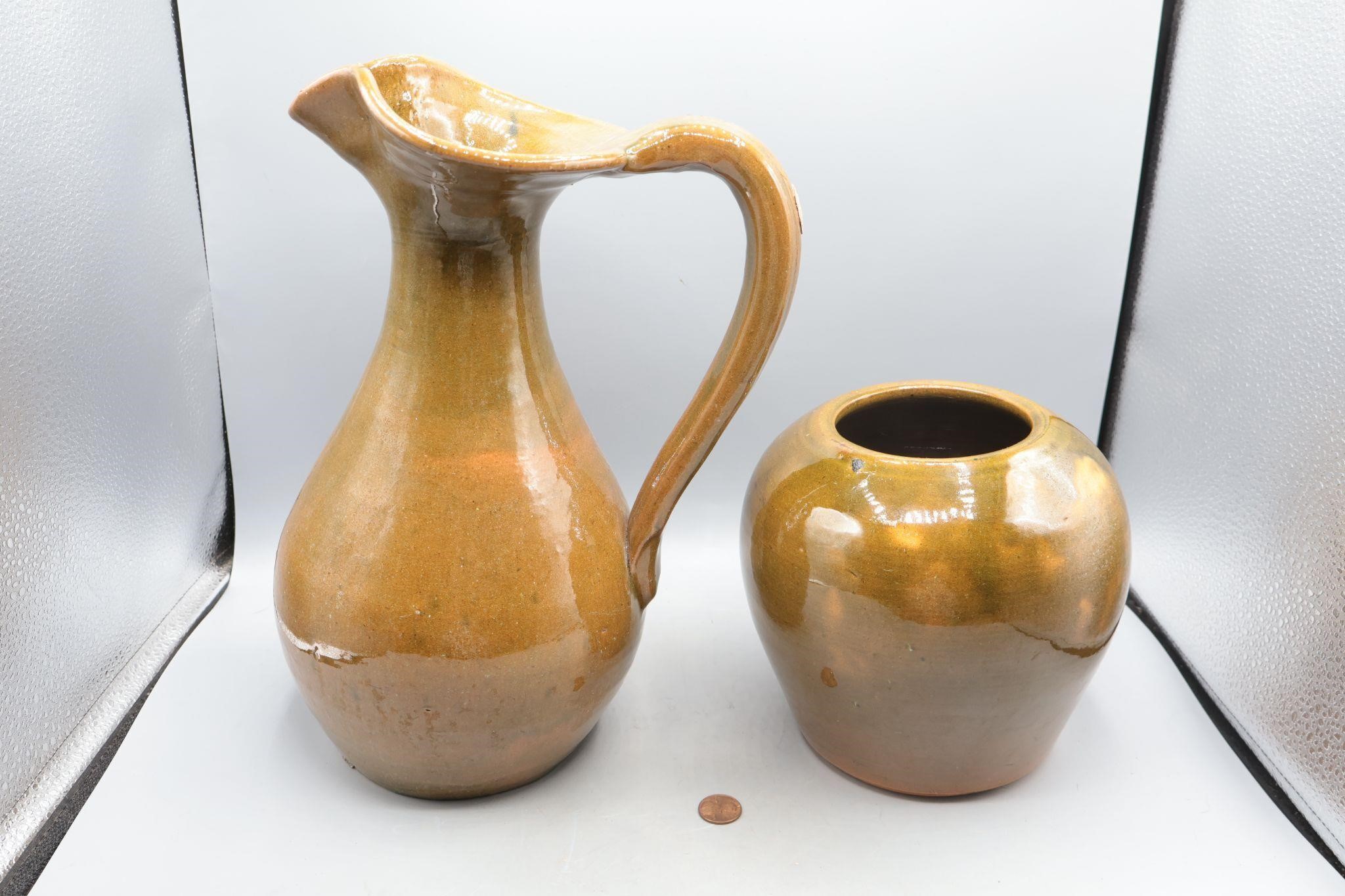 E.J. Brown Studio Art Pottery Pitcher & Vase