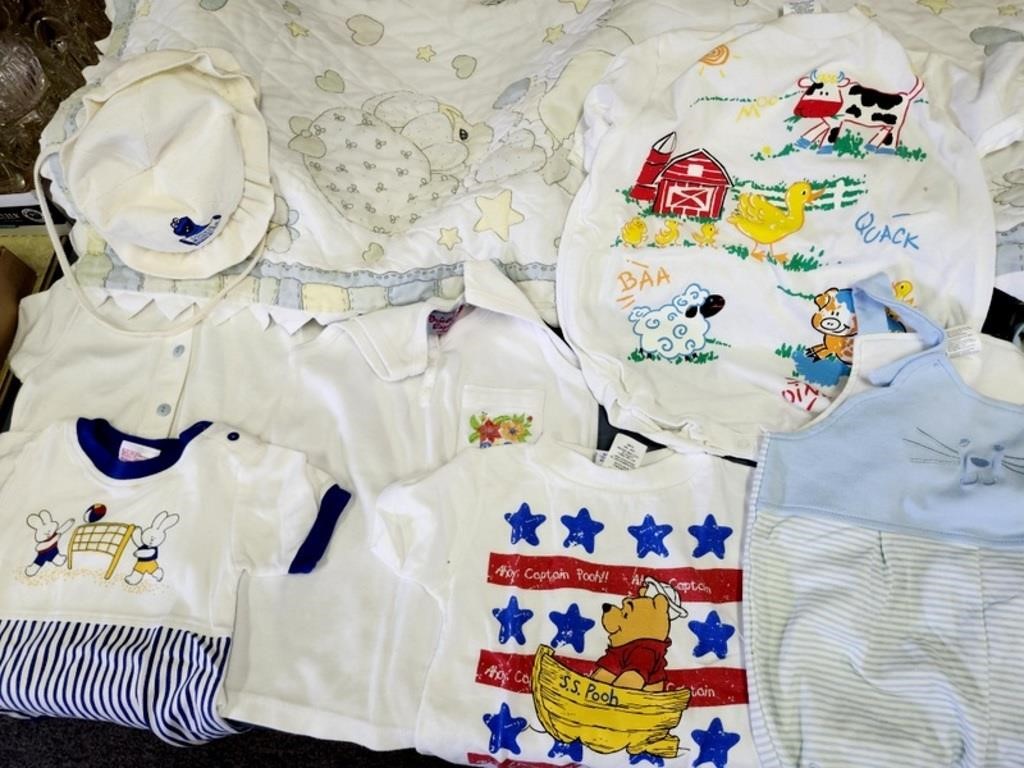 Baby clothes, bibs, crib sheets