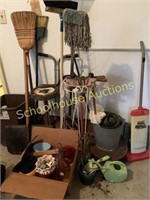 Load of yard tools plant stand pots and watering