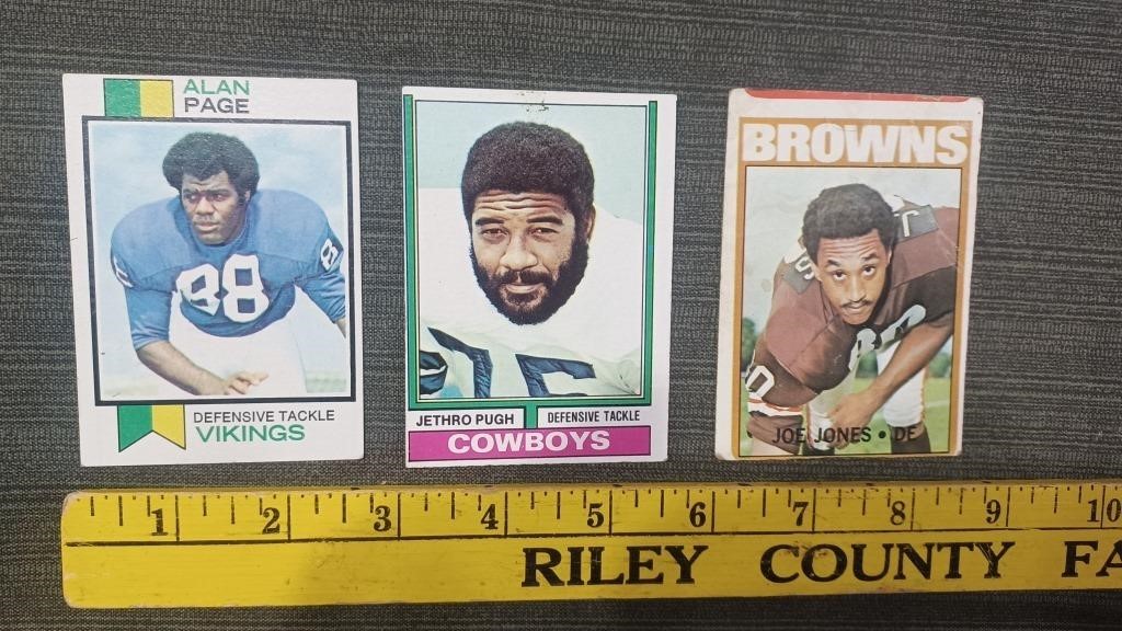 3 old Topps 1970s  error cards NFL football