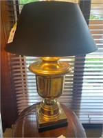 Brass base heavy lamp 3' tall shade is 22" wide