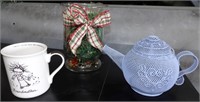 Cup / Wire Teapot / Holiday Glass Decoration