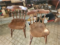 2 Vintage Matching Wood Chairs