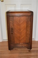 Art deco single door cabinet, 17.5x14x30"h; as is