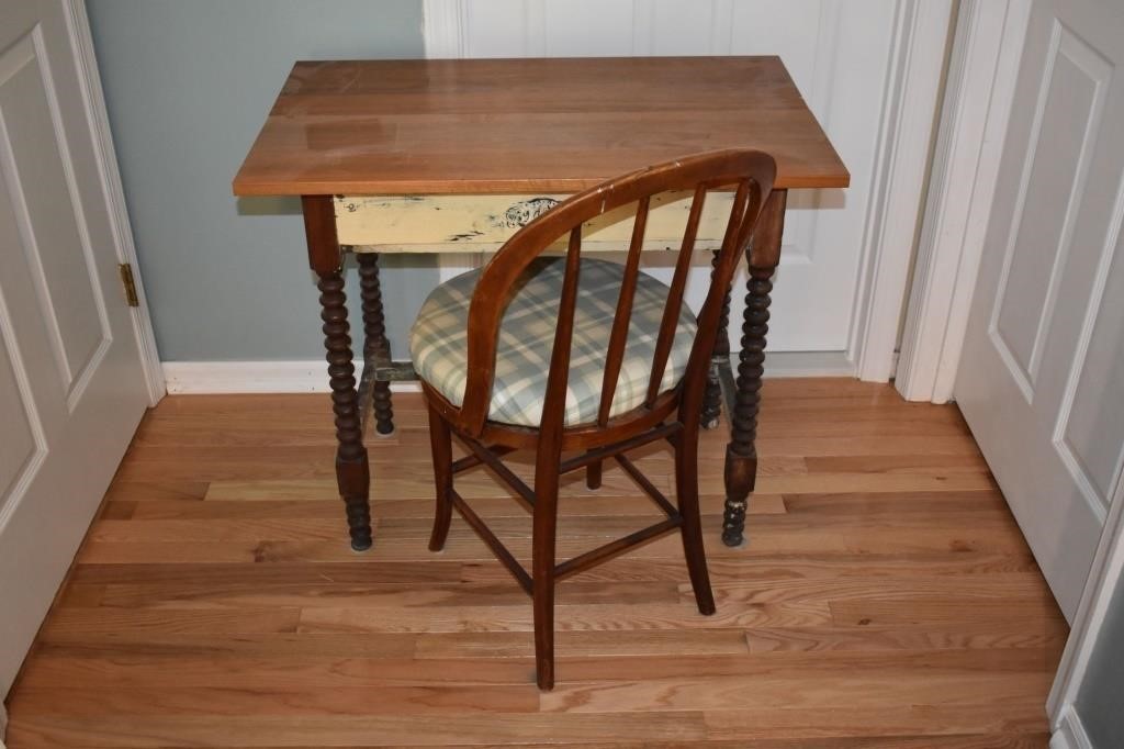 Single drawer table with chair, 33x21x29"h; as is