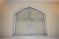 Large wood framed 4 pane window sash, 44x44"h; as