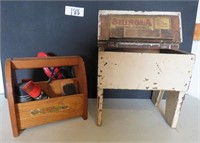 Vtg Shoe Shine Box - Caddy w/ Contents