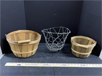 Two Baskets & 1 Metal Basket