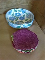 Bowl with 4 Leaf Plates