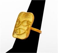 18K Yellow Gold Pisces Ring