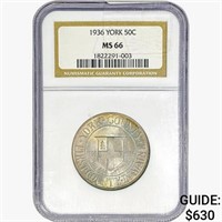 1936 York Half Dollar NGC MS66