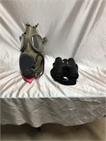 Gas mask and binoculars