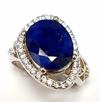 $1000 Silver Natural Big Sapphire (5+ct) Ring