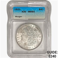 1921 Morgan Silver Dollar ICG MS65