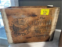 ANTIQUE WOODEN EGYPTIAN LACQUERS CRATE W/ COOL