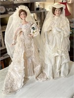 2 Porcelain Bride Dolls