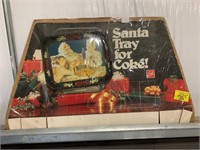 CHRISTMAS SANTA THEMED COCA-COLA METAL TRAY STORE