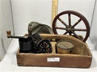Divided cobbler's box with assorted coffee grinder