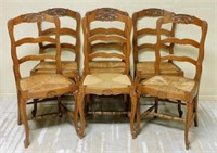 Louis XV Style Oak Ladder Back Chairs.