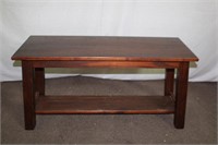 Solid wood mission style table with under shelf,