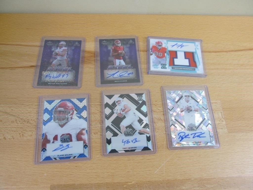 6 Football Autographed Card Lot