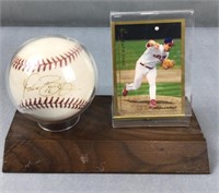 Dave Burba signed ball and card