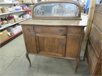 Vintage Small Oak Buffet Server with Queen Anne