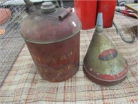 5 Gallon Oil Can and Deluxe Galvanized Funnel