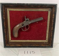 Framed Antique Cap Lock Pistol