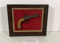 Framed Antique Cap Lock Pistol
