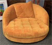 Thayer Coggin Orange Upholstered Swivel Chair