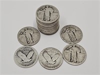 20  No  Date Standing Liberty Silver Quarter Coins